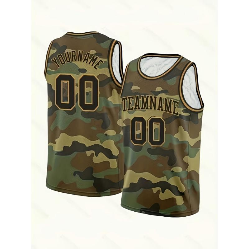 Custom Men's Tank Top - Personalized Name and Number, Camouflage Crew Neck Workout Vest, Machine Washable