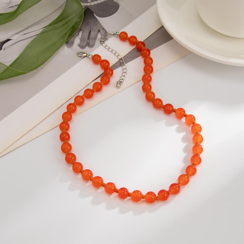 Fashion Creative Transparent Glass Beads Choker Necklaces for Women Retro Bohemian Clavicle Chain Necklace Summer Daily Party Jewelry