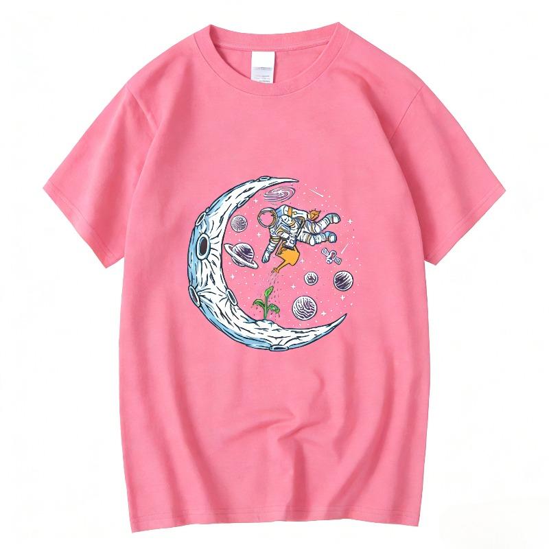 Summer Men Tshirt 100 Cotton Casual Funny Astronaut Loose Oneck Summer Loose Fit Fabric Stylish Breathable Short Sleeve Tops
