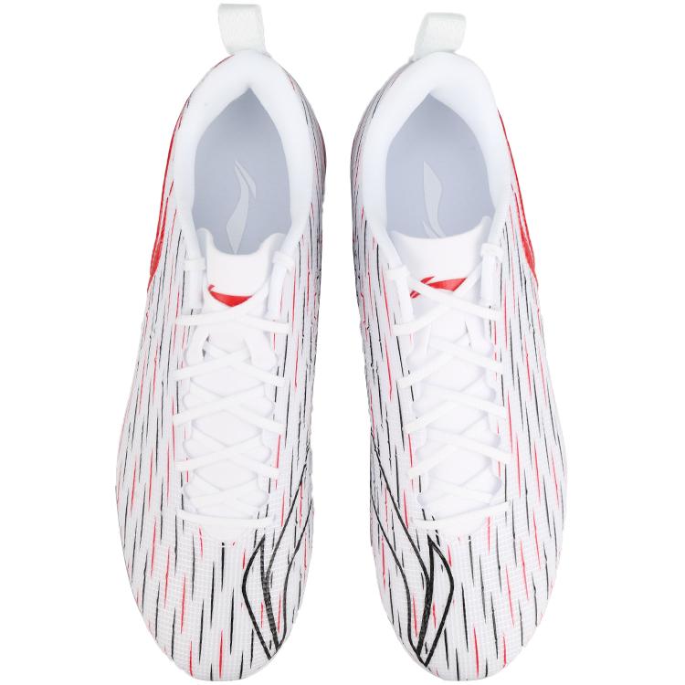 Li Ning MG Multi Ground Artificial Turf TPU Cushioning Slip Resistant Soccer Shoes Unisex White Red YSFU043-4