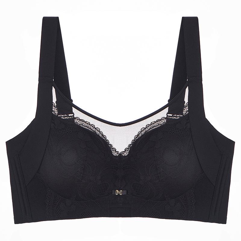 Women's Wirefree Full Coverage Push-Up Lace Minimizer Bra with Side Support and Adjustable Straps