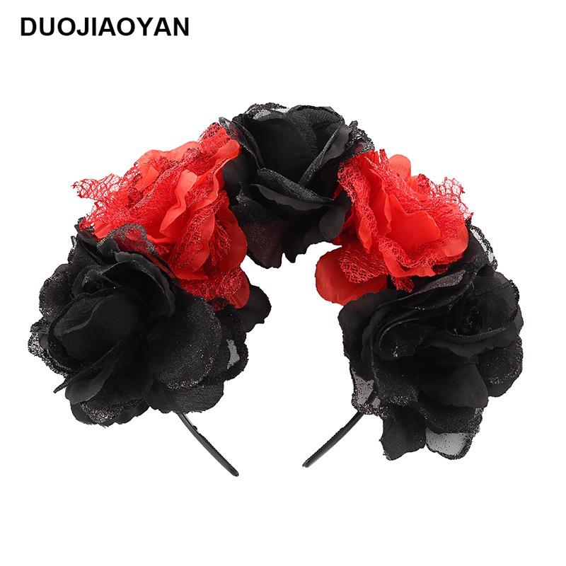 Halloween Flower Headband with Spider for Cosplay or Makeup Party