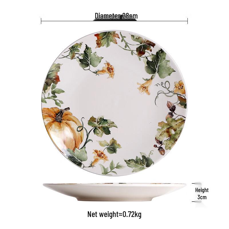 ZISIZ Underglaze Ceramic Dinner Plate