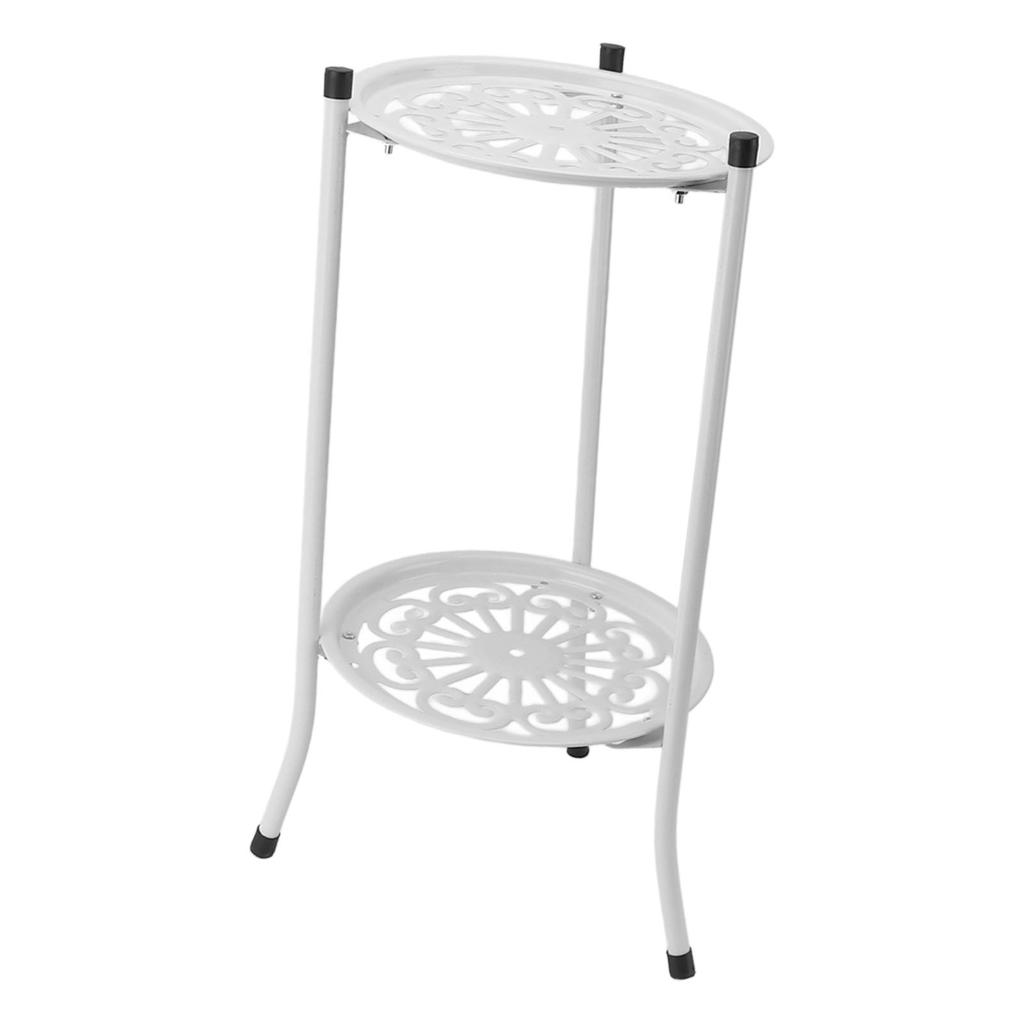 50cm Double Layer Plant Stand Iron Multifunctional Flower Rack Flower Shelf for Balcony Entryway