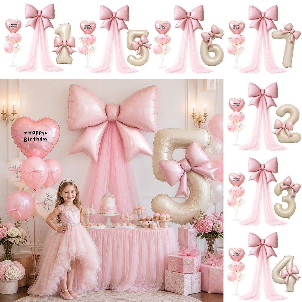 40 Inch Large Number Balloon Set DIY Bowknot Design Foil Balloon Set  Photo Props