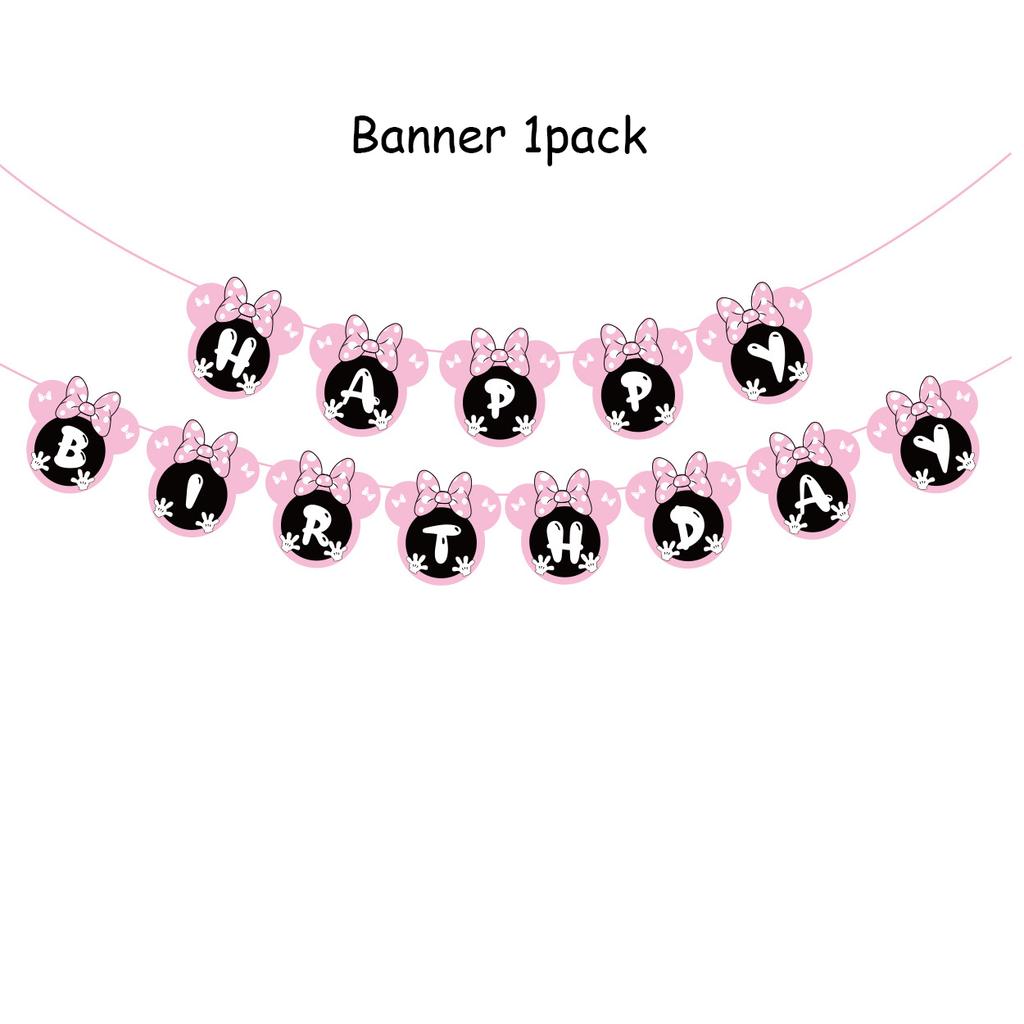 Minnie Mouse Birthday Party Supplies Pink Minnie Balloon Cup Plate Banner For Kids Girls Party Favor Gifts Baby Shower Decor