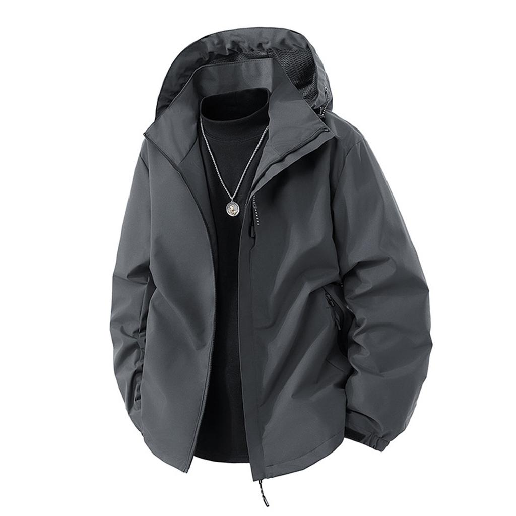 Men's Solid Color Jacket Men's Casual Cports Outdoor Mountaineering Waterproof Jacket