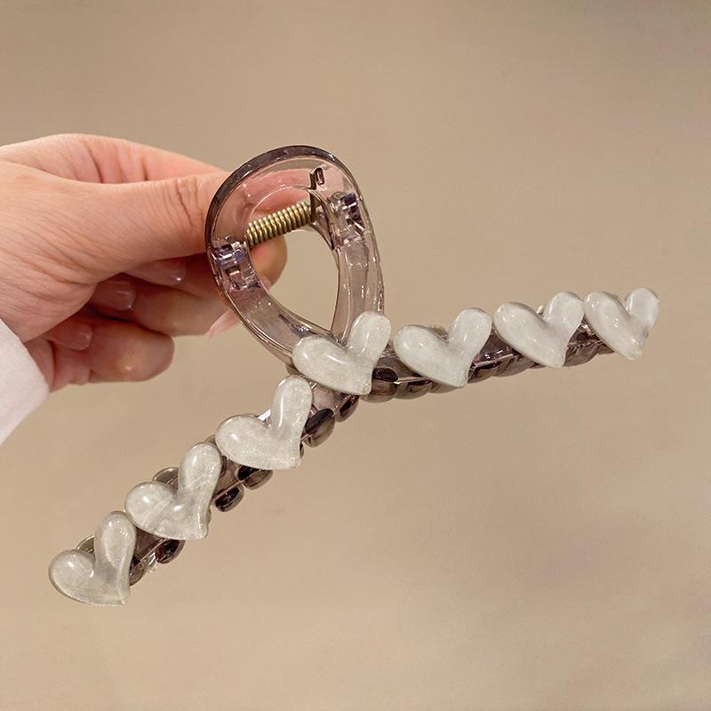 

Элегантный зажим для волос в форме сердца из желе, акриловый нескользящий, крепкий, в форме акулы, захват для волос для женщин и девочек, летний головной убор, аксессуары 13cm бежевый