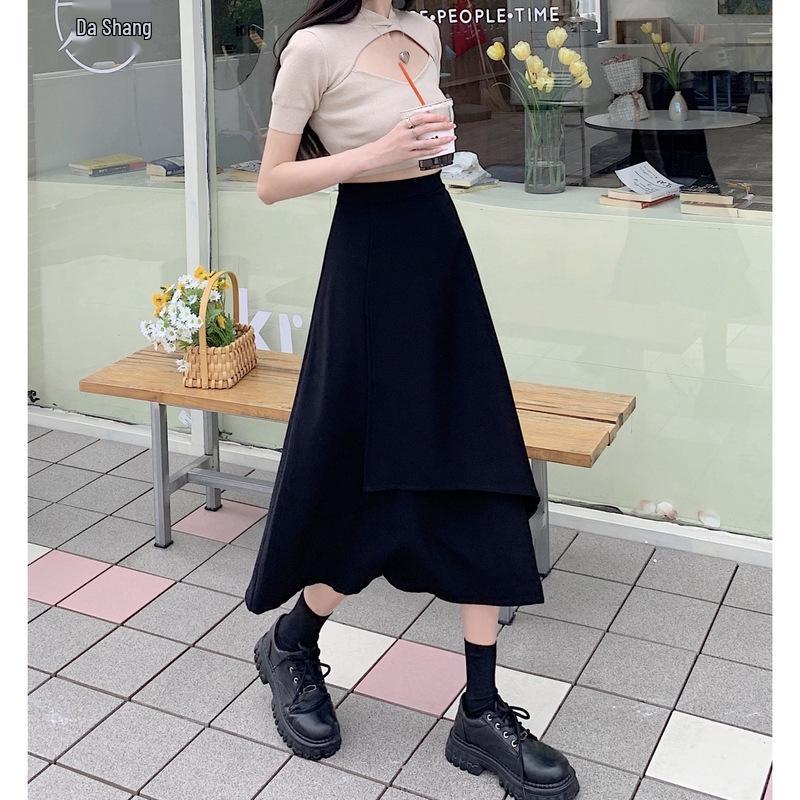 Plus Size A-Line Irregular Midi Skirt for Women - Slimming, Hip-Covering, Summer Casual Style