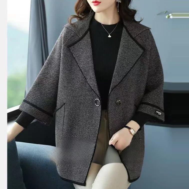Temperament Woolen Woolen Coat Women's Blouse Loose Large Size Knitted Cardigan Fashion Spring and Autumn