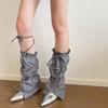 Harajuku Cargo Leg Cover with Adjustable Drawstring Motorcycle Punk Baggy Footless Socks Leg Warmer Gaiters for Women
