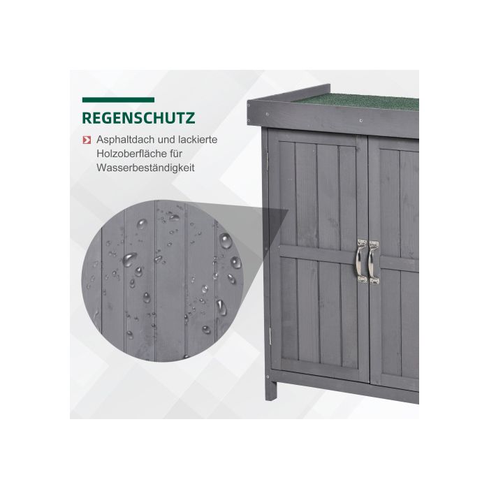 Armoire à outils en sapin résistant aux intempéries, double porte, 2 compartiments, gris foncé, 74x43x88 cm