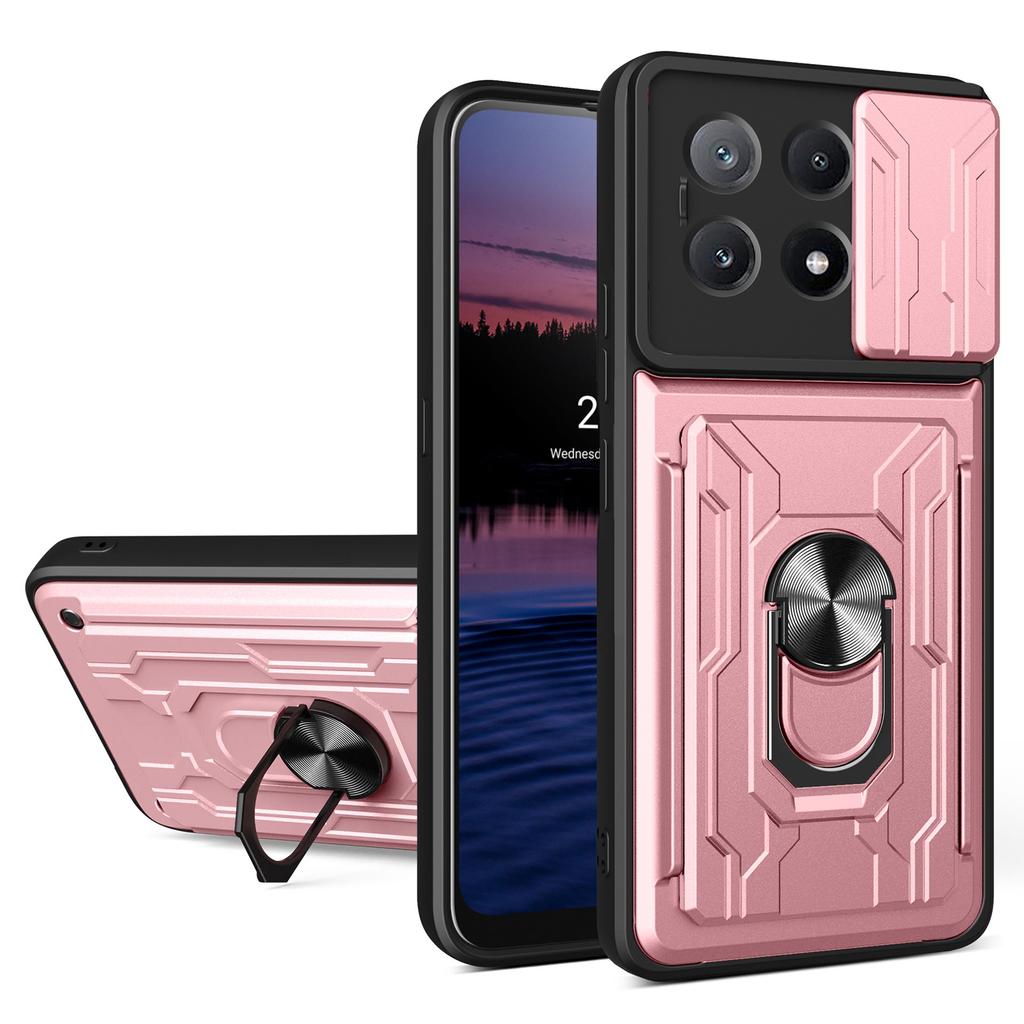 For Xiaomi Redmi K70E 5G/Poco X6 Pro 5G Case PC+TPU Kickstand Phone Back Cover with Camera Slider