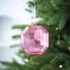 Plastic Christmas Tree Hanging Ornaments With Glitter Gem Accents In Square And Round Shapes For Festive Seasonal Decoration Use