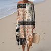 Women's Fashionable Casual Long-Sleeved Round Neck Retro Geometric Print Elegant Dress