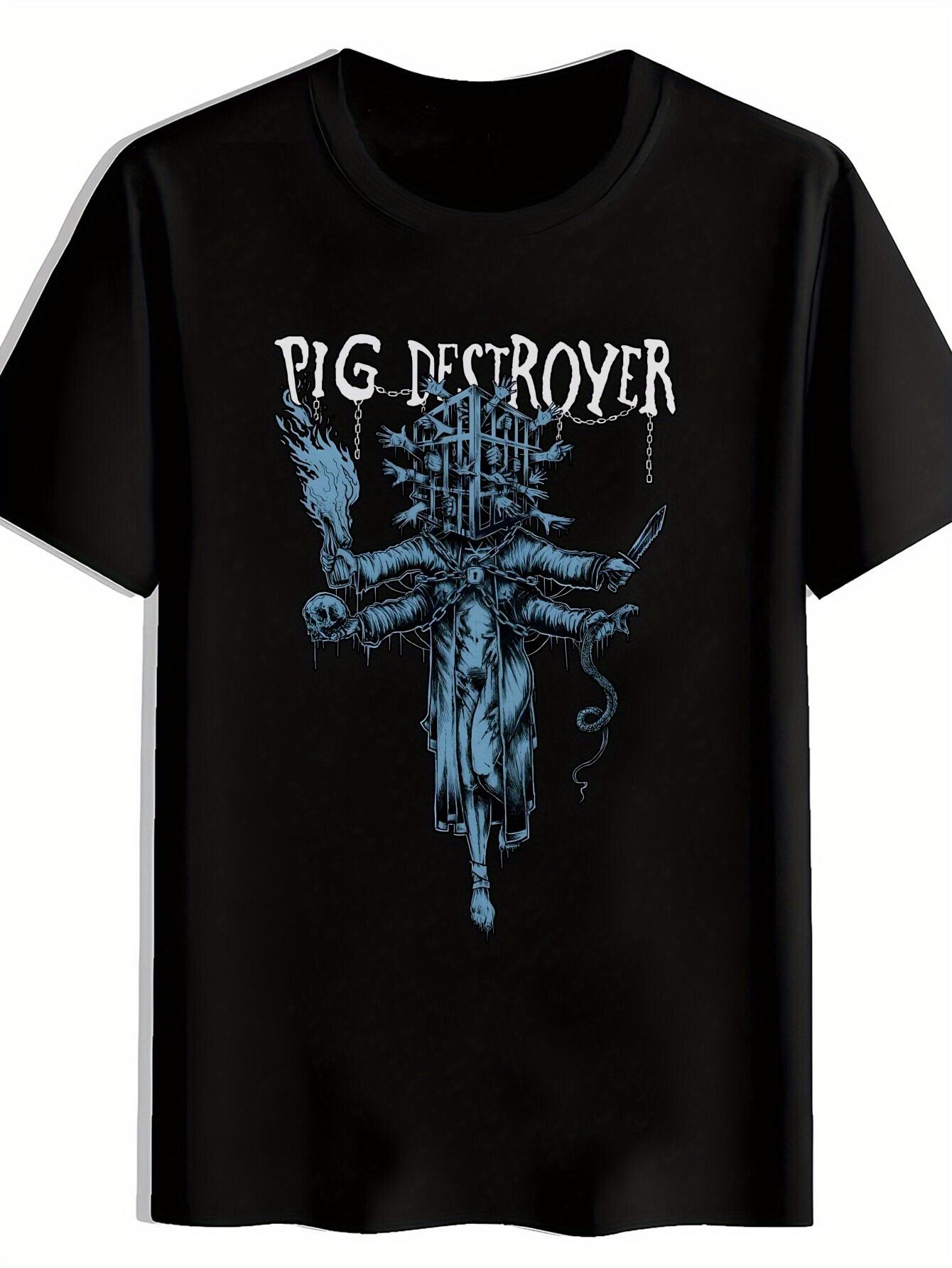 Vintage Rock Band Graphic T-shirt - Pig Destroyer Heavy Metal Band Design M