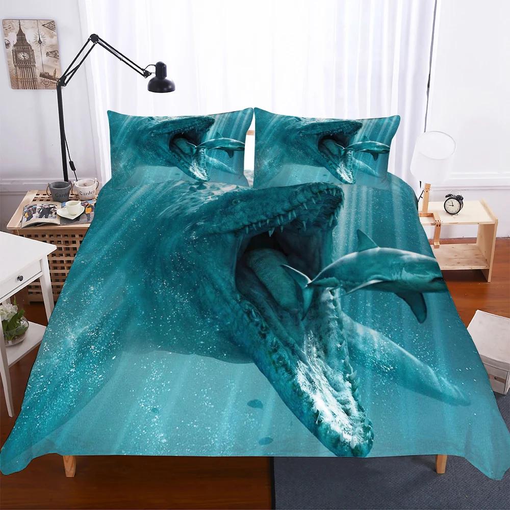 Quilt Cover Set Dropshipping Black Retro Bedding Sets Thick 2/3piece/set Shark Bedclothes Luxury King Size Comforter Set Hot