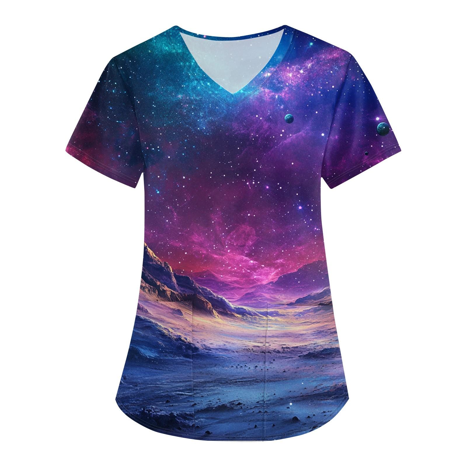 

Жіноча уніформа з принтом Робоча уніформа Захисна уніформа з V-подібним вирізом і кишенькою Захисна уніформа XXXL фіолетовий