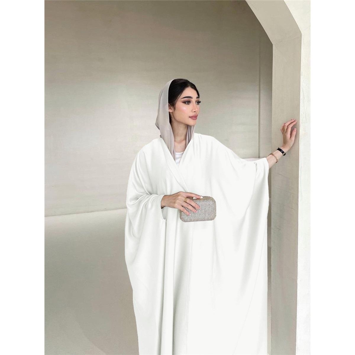 

Женский мусульманский халат, модный, мягкий, легкий, кованый, с рукавами «летучая мышь» M белый