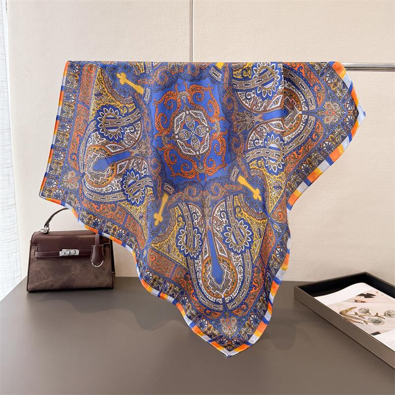 Women Square Scarf Silk Imitation Design Print  Neckerchief Bandana Lady Shawl Scarves Wrap Head Hair Band Ties