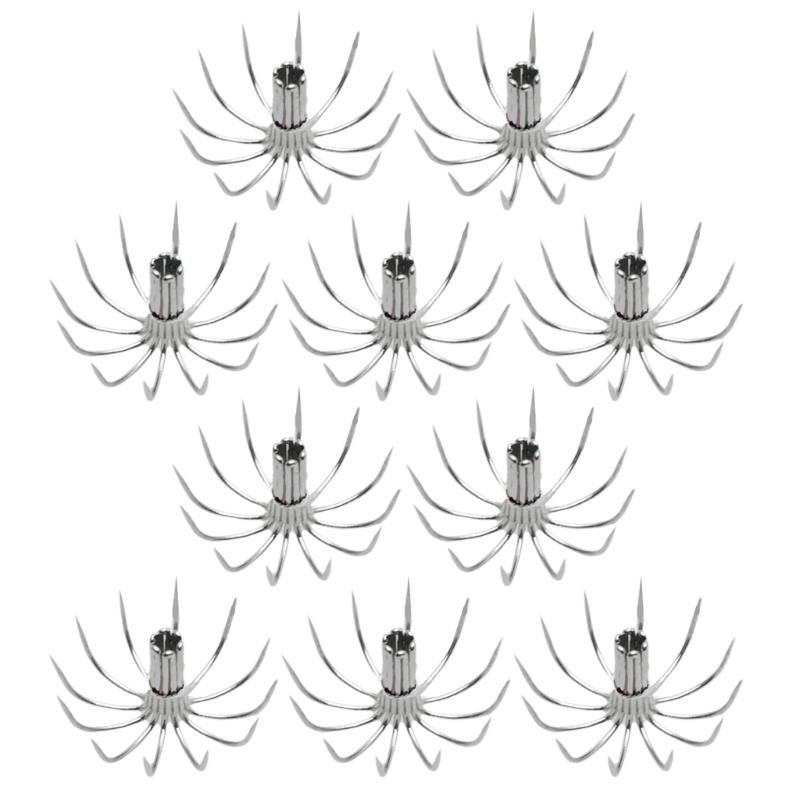 10Pcs Stainsless Steels Squid Hook Sea Fishings Fishes Hook Squid Jig Fishings Baits Hook Barbed Umbrellas Fishings Hook
