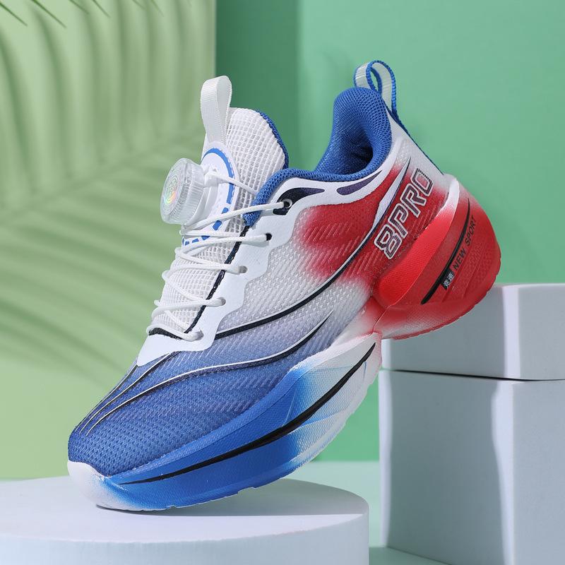 2025 spring and summer models, rotating buckle, new carbon plate sneakers, adolescent couple models, mesh breathable racing running shoes