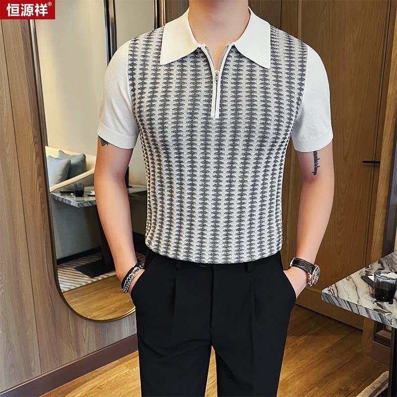 Hengyuanxiang Men s Ice Silk Short Sleeve Polo Shirt XL