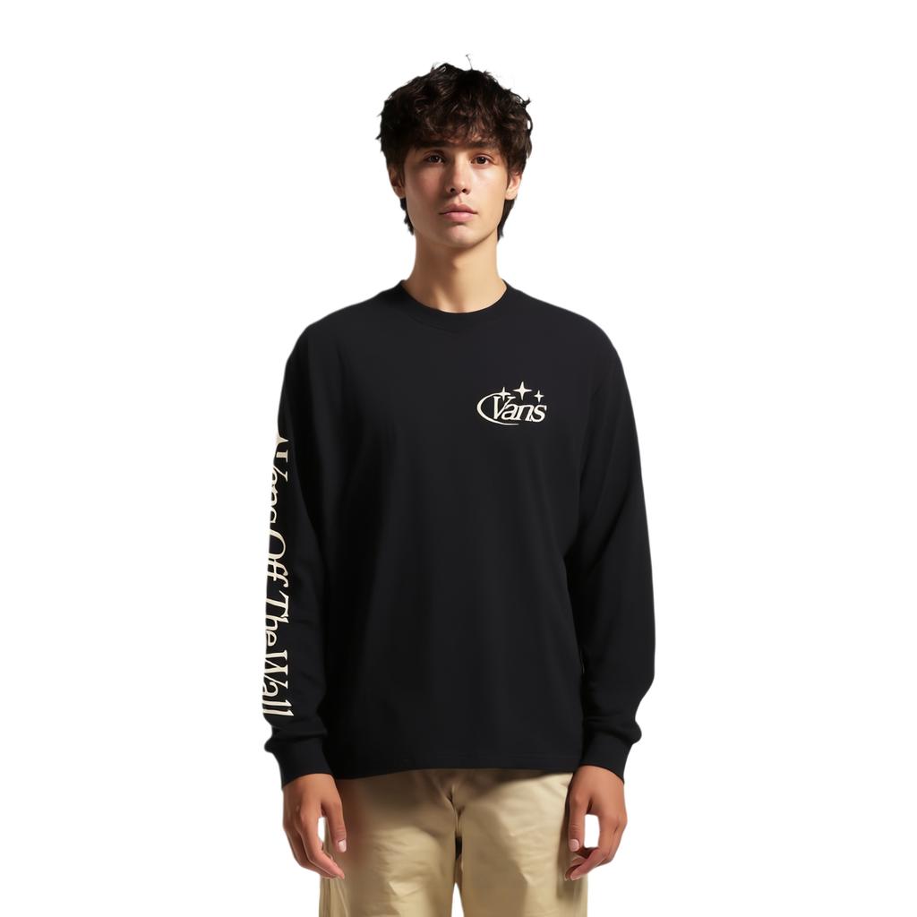Vans Advanced Vee Printed Pattern Crew Neck Long Sleeve T-Shirt Unisex tops VN000SX4BLK