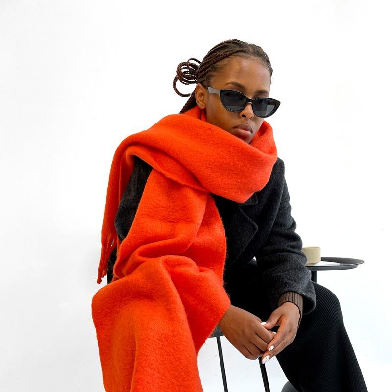 

Solid color mohair scarf vacuum packaging autumn and winter shawl to keep warm 40*210cm