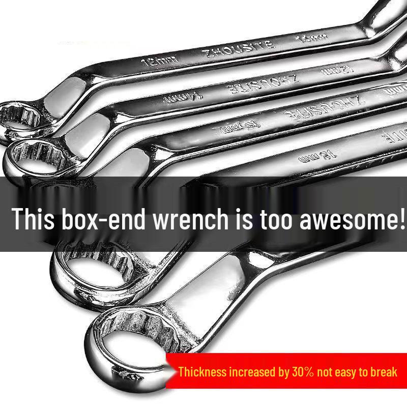 Dual-Ended Extra Long Chrome Hexagonal Box Wrench Set, Mirror Polished