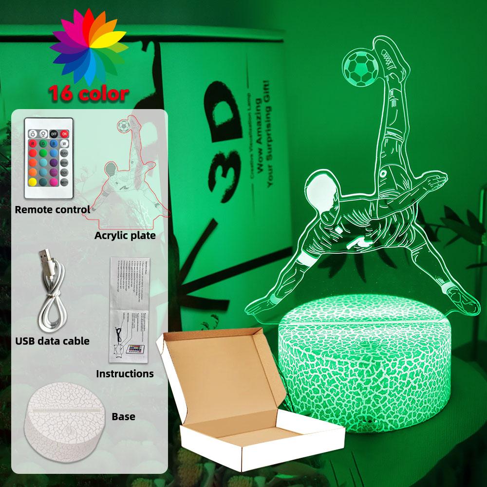 Football Player Night Light Touch Remote Control RGB LED Lamp Bedroom Decorate Novelty Creative Sports Theme Gift Boys Kids Fans