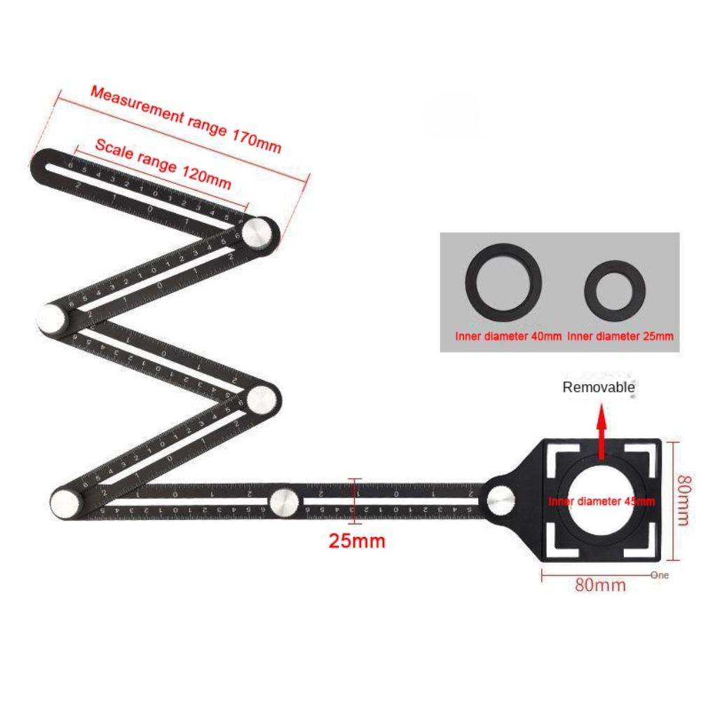 Aluminium Alloy Angle Measuring Ruler 6/12 Fold Drill Guide Locator New Multi-Angle Ruler