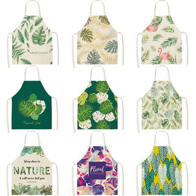 Tabliers de cuisine plantes tropicales pour femmes, 38x47cm, pour la maison, la cuisson des fleurs, le café, le nettoyage en coton et en lin