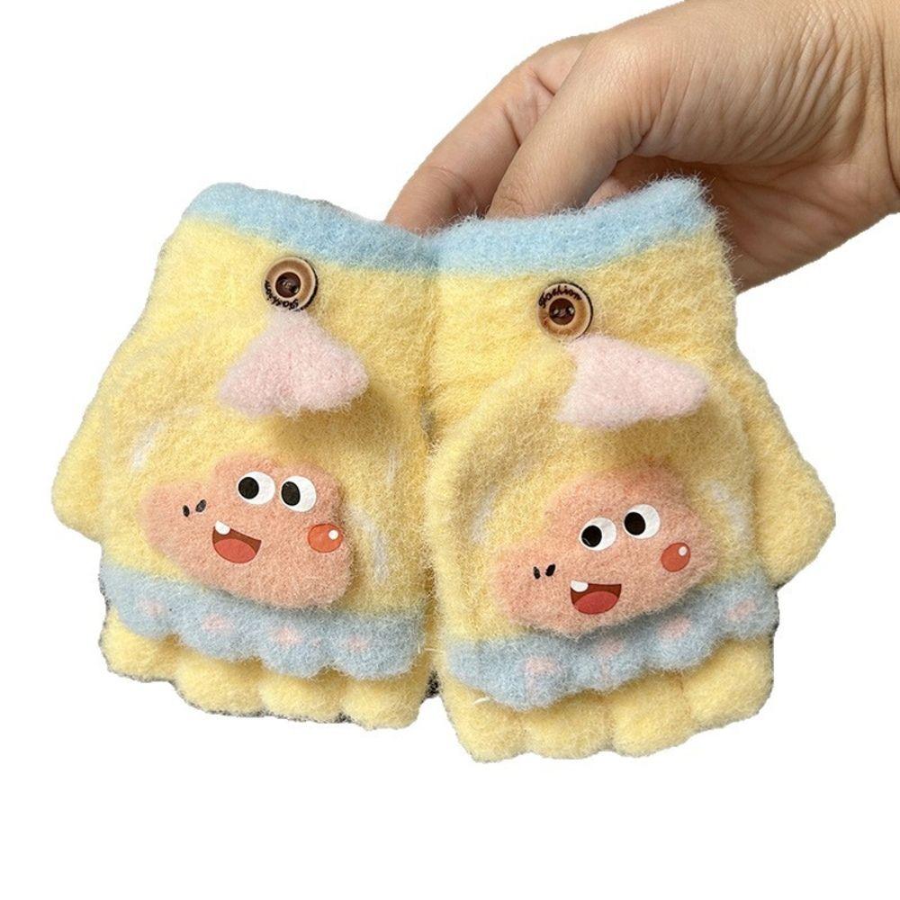 Cold Proof Little Kids Flip Top Gloves Convertible Cartoon Children Gloves For 4 To 8 Years