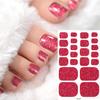 22Tips Vibrant Glitter Toenail Stickers Solid Color Full Cover Toenail Polish Strips Summer Self Adhesive DIY Foot Decals