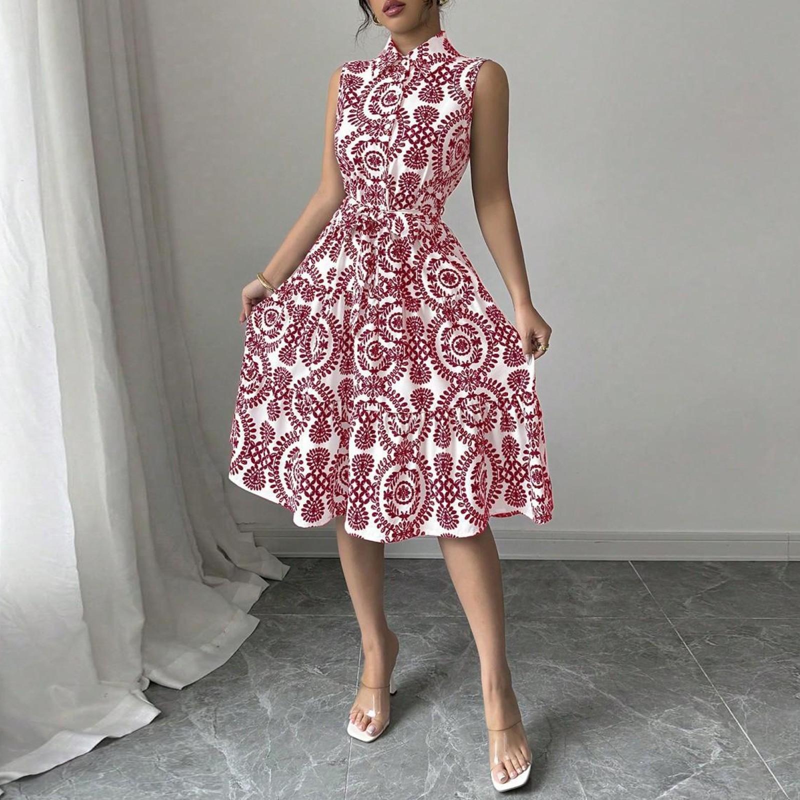 

Женский повседневный сарафан без рукавов однотонное длинное летнее пляжное макси-платье XL красный