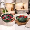 Bol Lavador de Frutos Rojos de Cerámica, Limpiador de Frutas de Vórtice Hidráulico Auto-giratorio con Drenaje, Lavador Automático de Frutas de Cocina para Frutos Rojos Delicados Arándanos