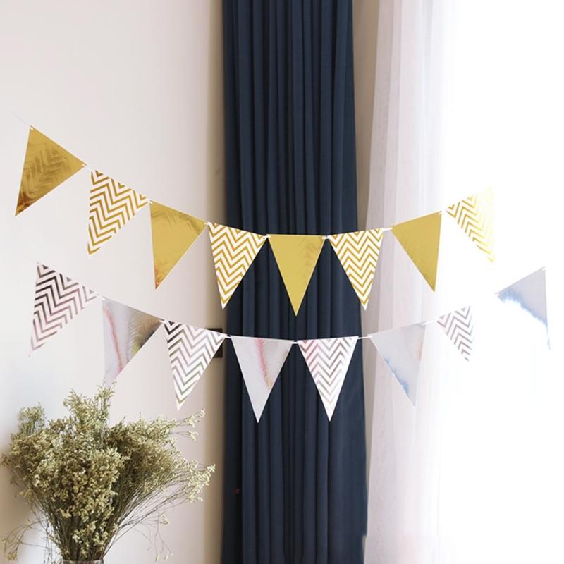 Metallische Wimpelkette Geburtstagsparty Dreieckige Wimpel Dekoration Foto-Requisiten für Erwachsenen-Teenager-Geburtstagsfeier-Dekoration