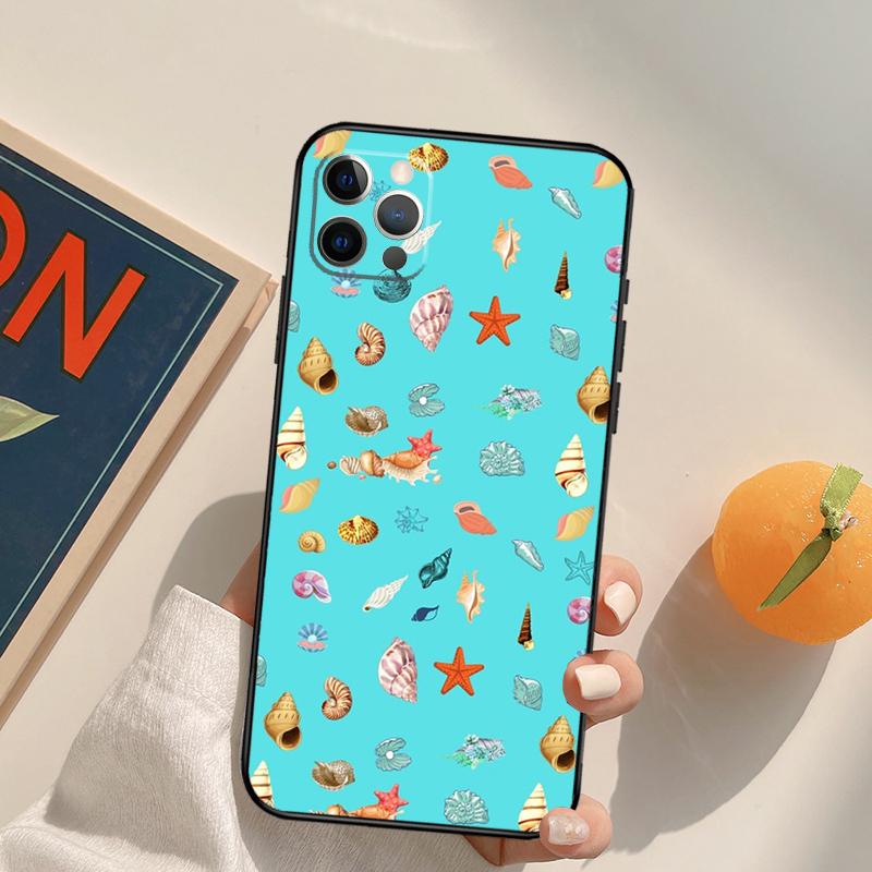 Seashell Shell Sea Art Funda Case For iPhone 16 Pro Max 15 14 11 12 13 Pro Max Mini XR 16e 16 15 Plus Phone Cover