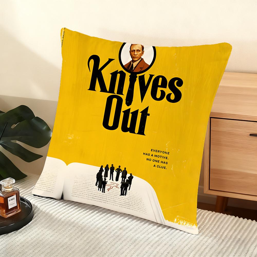 Kissenhülle seidiger kurzer Plüsch für Sofakissen zu Hause - Verdeckter Reißverschluss Heimdekoration Knives Out Film