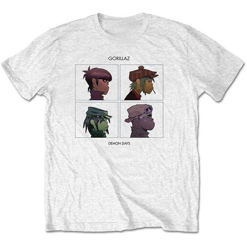 Rock Punk Band T Shirts Gorillaz Print Tops British Virtual Band Vintage Rock T Shirts Casual Loose Streetwear Fans Gift Unisex