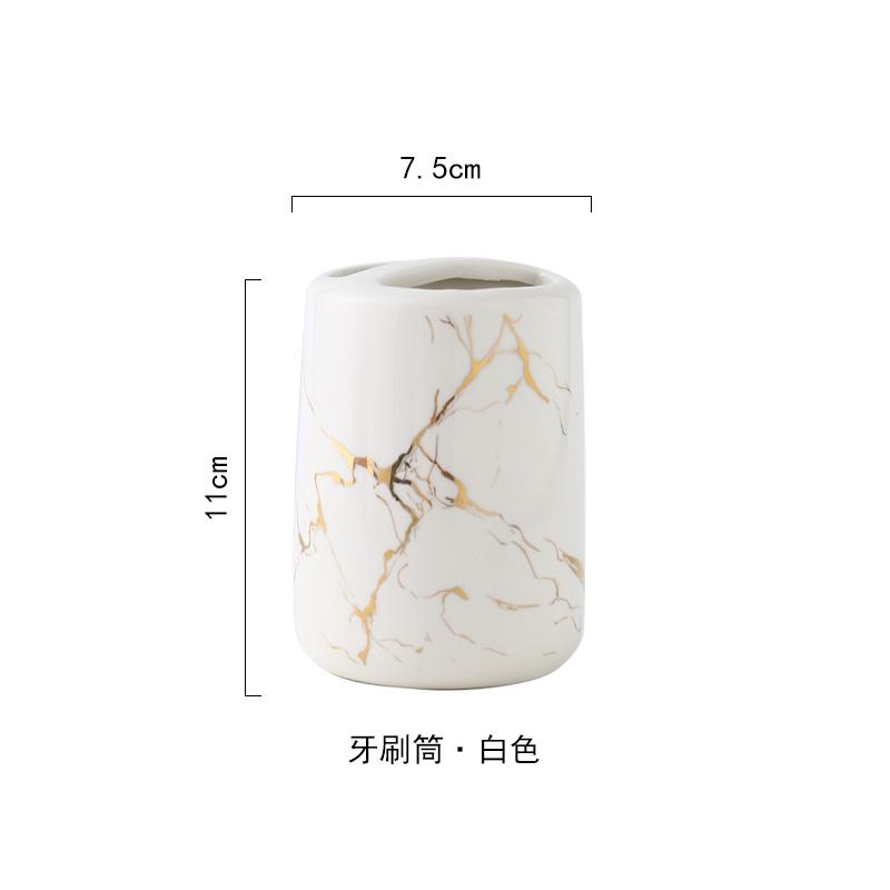 Toothpaste Toothbrush Holder Marbling Ceramics Bathroom Toothbrush Cup Multifunction Toothbrush Barrel Bathroom Supplies Rack