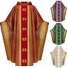 Unisex Retro Stand-up Collar Long Robe with Batwing Sleeves for Stage Performance