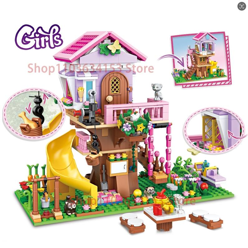 Traumstadt Freundschaft Baumhaus Prinzessinnenschloss Bausteine Straßenansicht Mädchenserie Geschenke Hausbausteine Zusammengebautes Spielzeug Kind