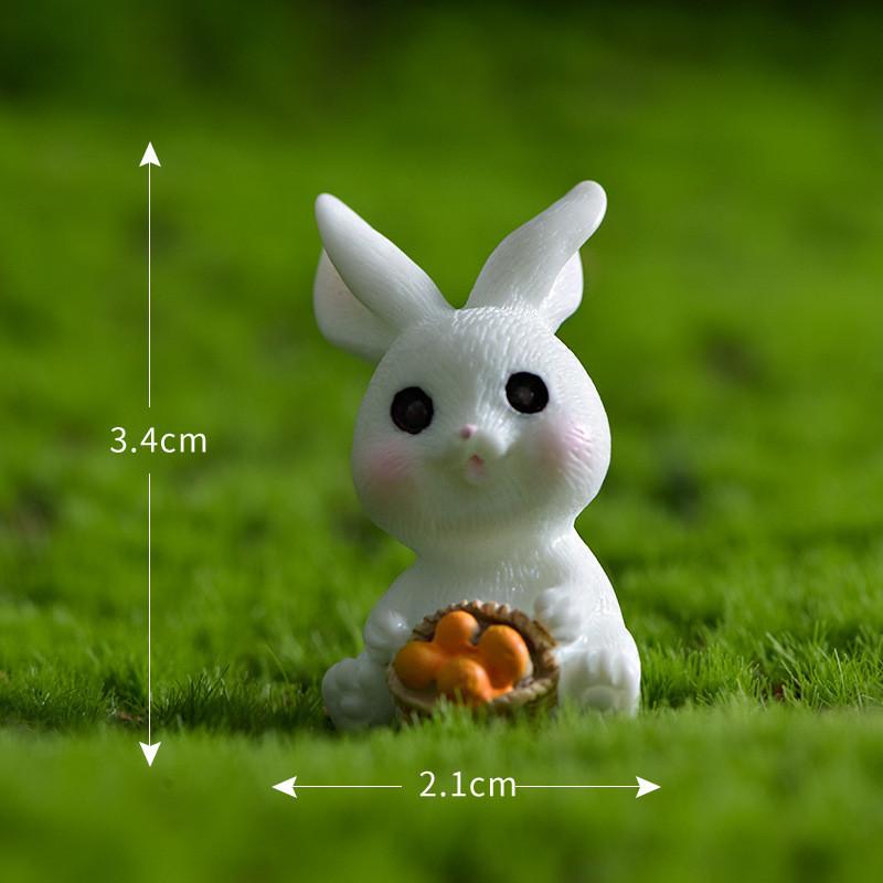 Resin Rabbit White Figurines Toy Model Desktop Car Decoration Accessories Gift