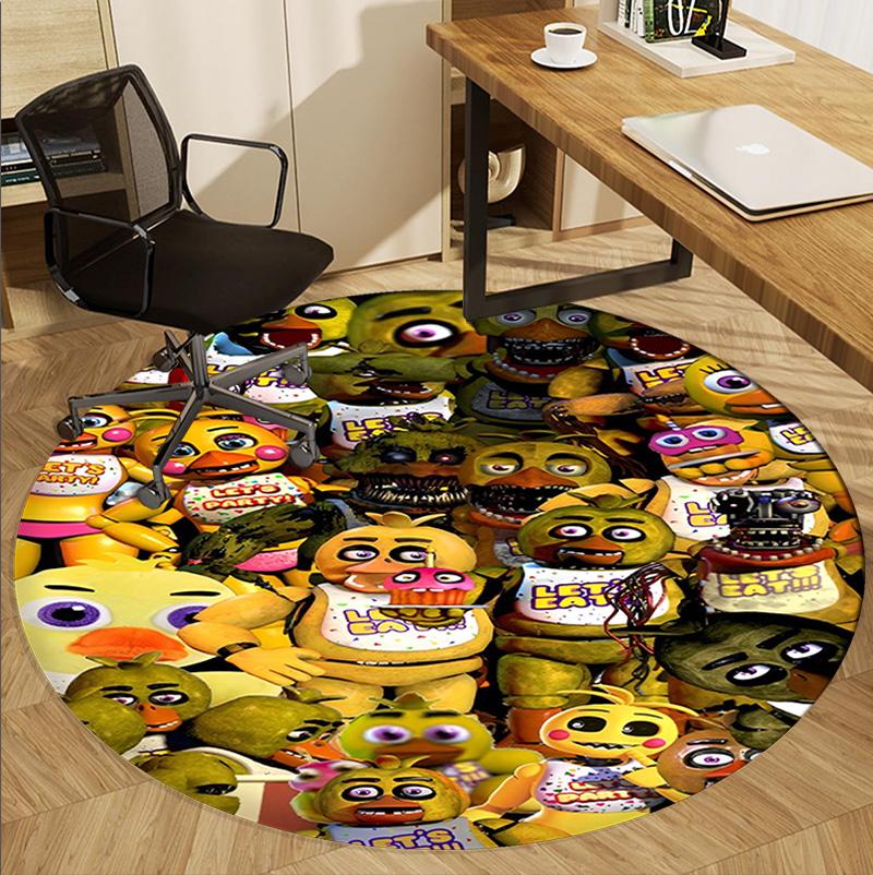 Five Nights at Freddy's Pattern Round Rug, Indoor/Outdoor Mat, for Picnic, Gameroom, Bedroom, Office, Living Room, Home Decor Carpet, Birthday Gift