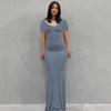 Kardashian skims abito da donna europeo e americano abito lungo casual vestibilità aderente manica lunga abito da casa