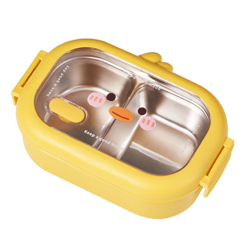 

Ланч-бокс из нержавеющей стали для детей, школьный бенто-бокс, детский герметичный портативный контейнер для еды, ланч-бокс с подогревом и разделителями, кухонный органайзер жёлтый