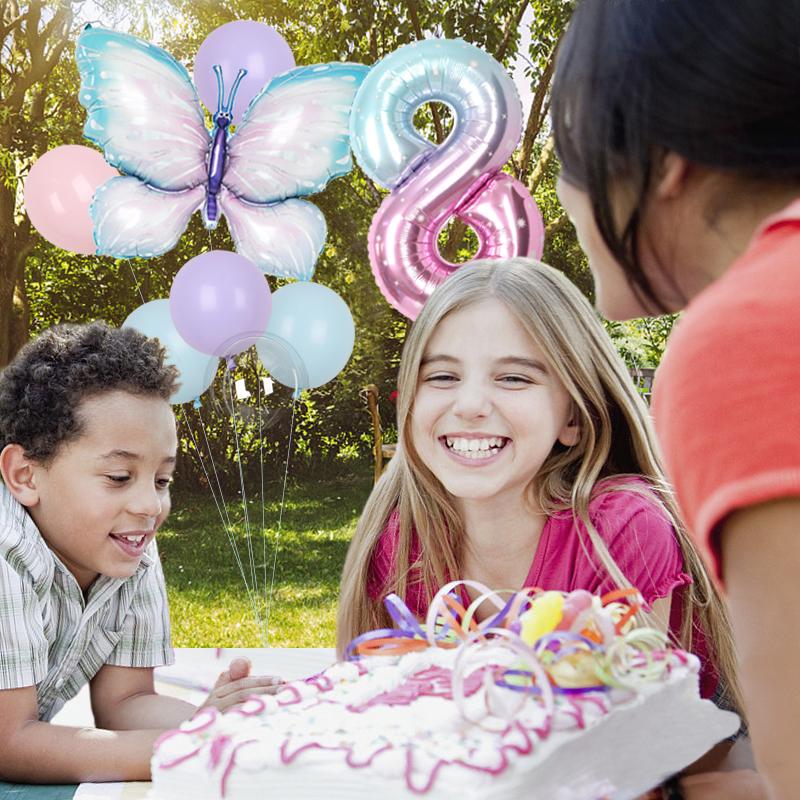 8 buc Balon Fluture Aniversare 40inch Balon Număr Gradient Cer Înstelat Baby Shower Balon Heliu Decor Petrecere Aniversare Globo