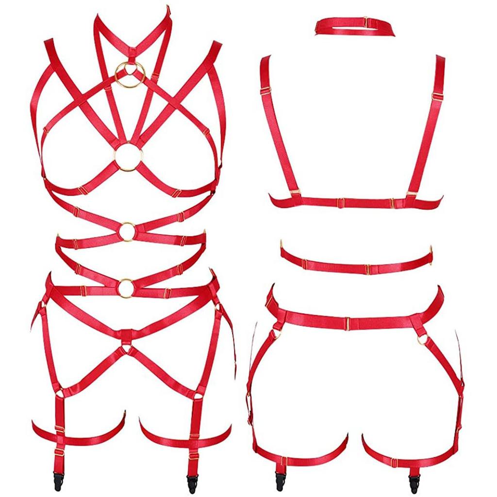 Women's Cropped Punk Harness Belt Stretch Stretch Gothic Garter Rave Sex Lingerie